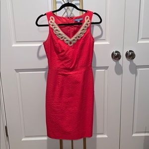 red and gold dress
